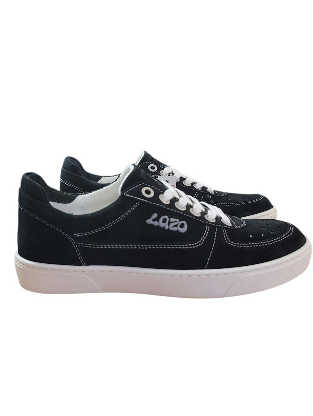 Lazo Unisex Eco-Suede Lace-Up Sneakers in Obsidian Black